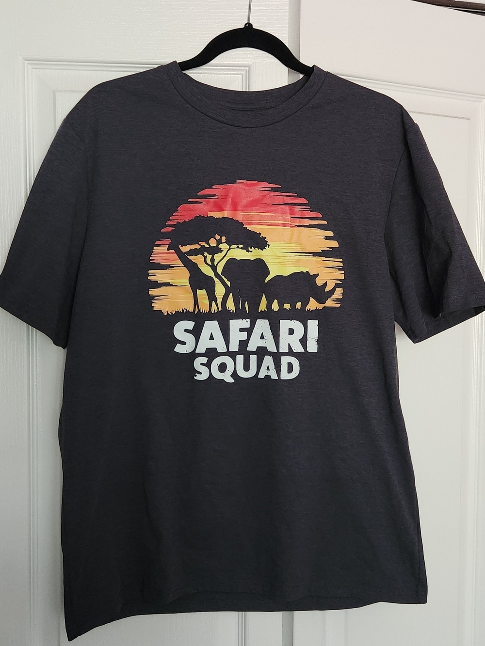 Safari Squad Graphic Tee - Charcoal with Sunset Print
